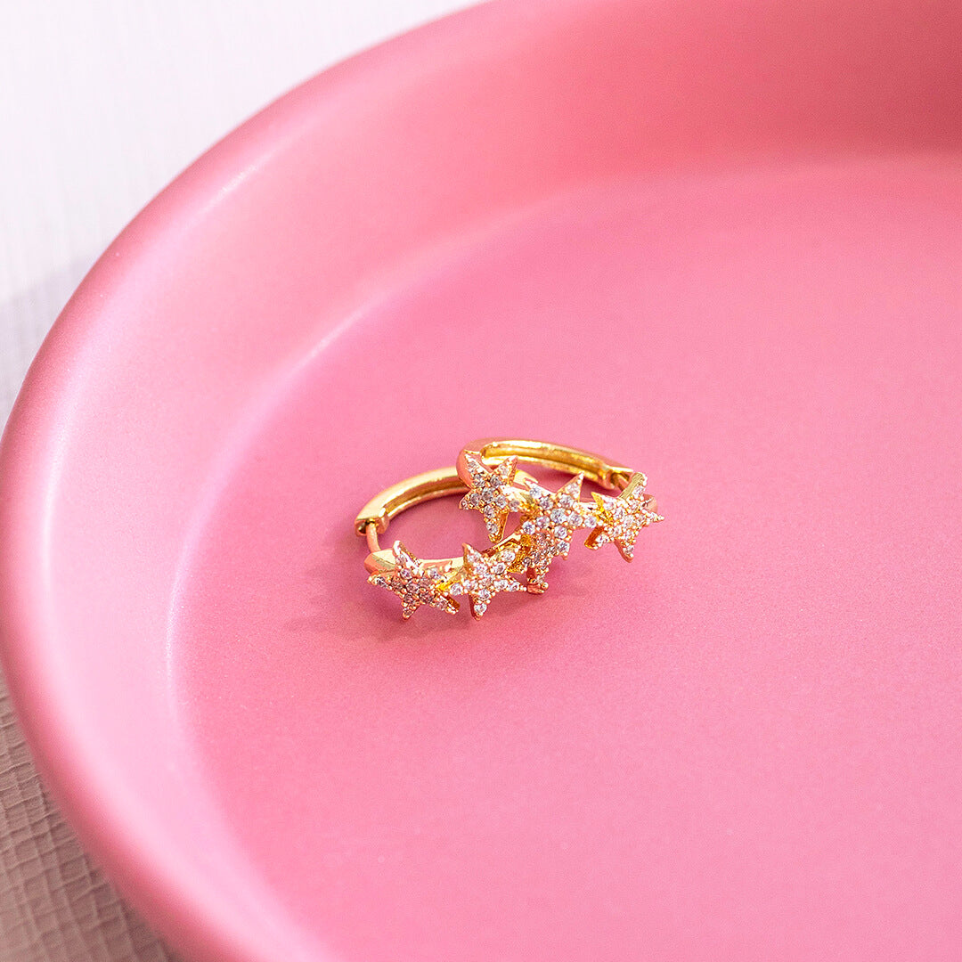 Joy by Corrine Smith Triple Star Creolen Gold Kristall 1,5cm