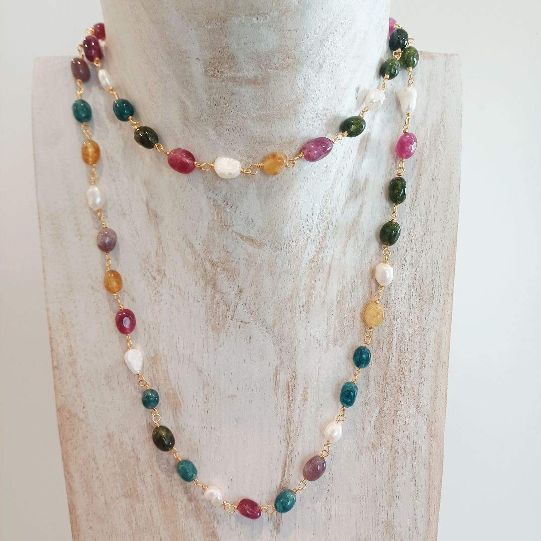 Alevá Bijoux Collane Rosario Halskette Jade Flussperlen