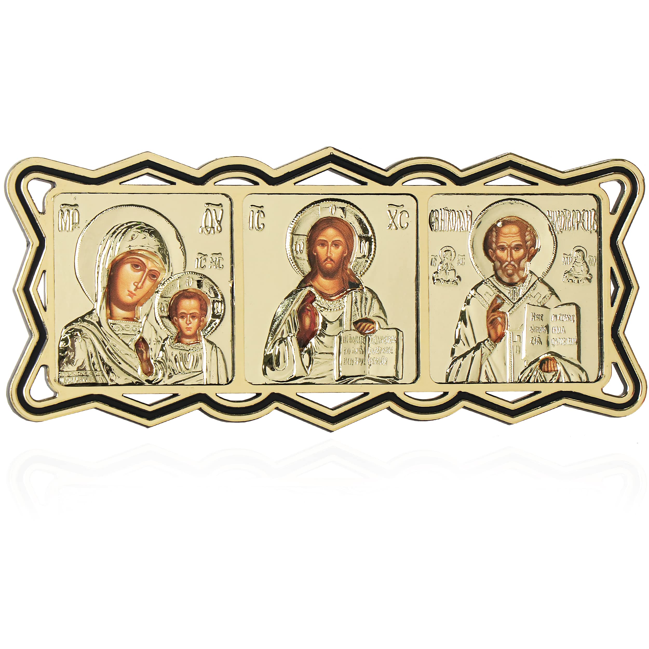 NKlaus Auto-Triptychon 11329 Kunststoff Ikone 11 cm