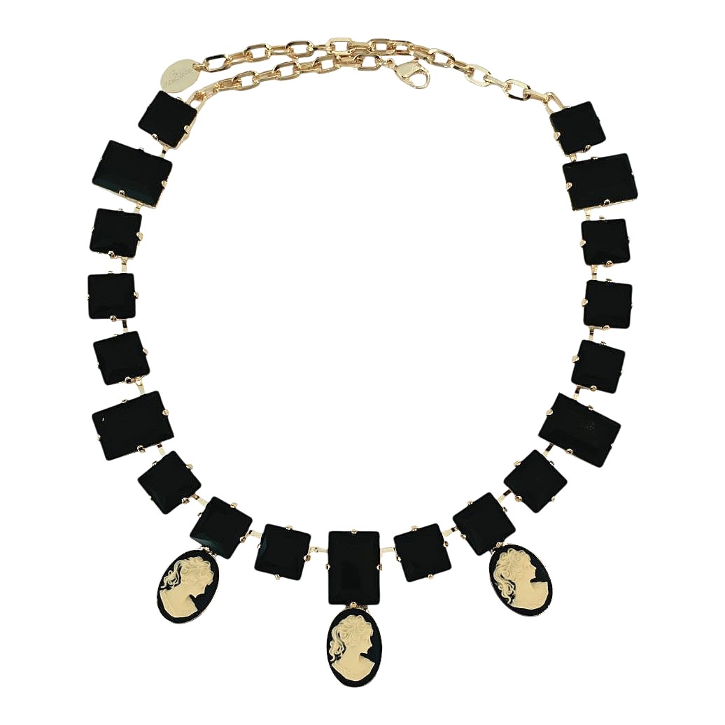 Alevá Bijoux Queen Black Lady Halskette Gold Schwarz