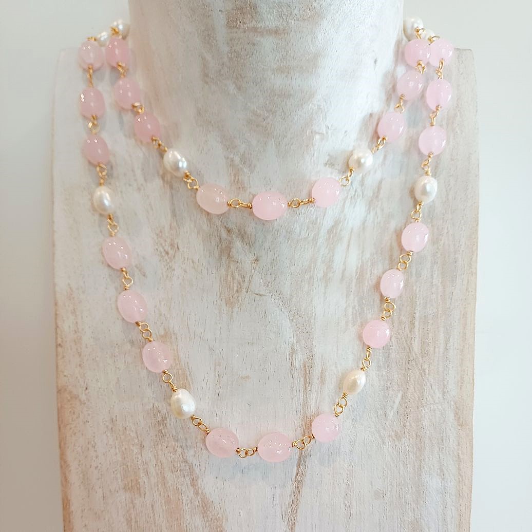 Alevá Bijoux Calliope Halskette Gold Quarz Perle 80 cm