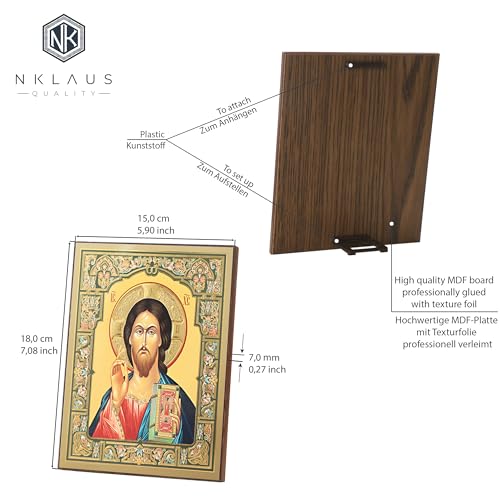 NKlaus Religious Icons Jesus Christus Pantokrator Ikone Holz 15x18