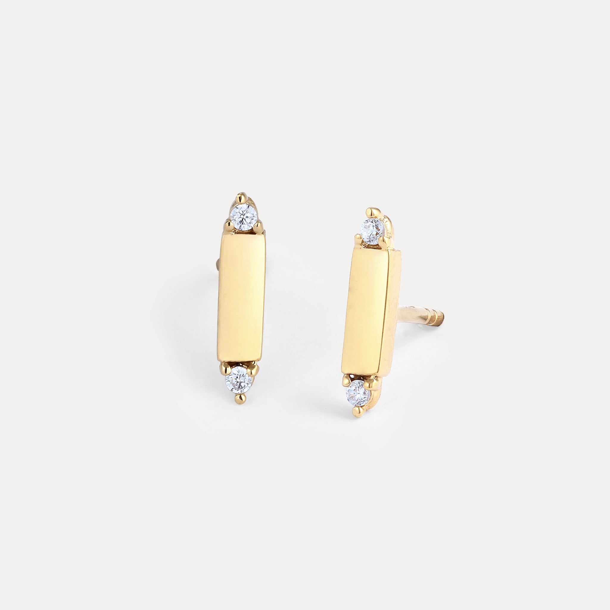 Stilnest Saphir Brick Tag Ohrstecker Ohrringe Gold Vermeil