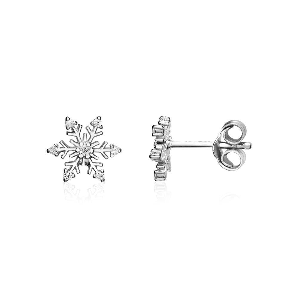 JEWLIX Ohrstecker Schneeflocke 925er Silber Zirkonia Ohrringe