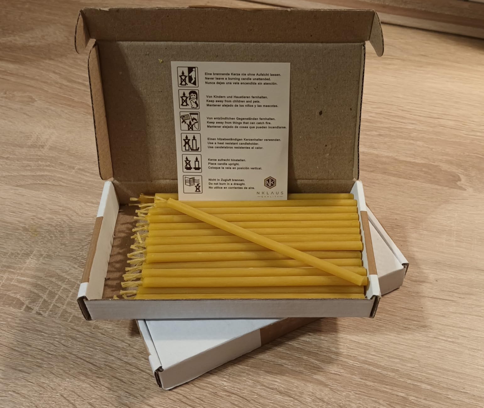 NKlaus Candles Bienenwachs Ritualkerzen gelb 14 cm 1200 St
