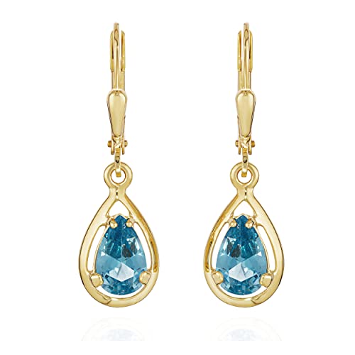 NKlaus JEWELLERY Brisur Ohrhänger Aquamarin Gold 14x8mm Paar