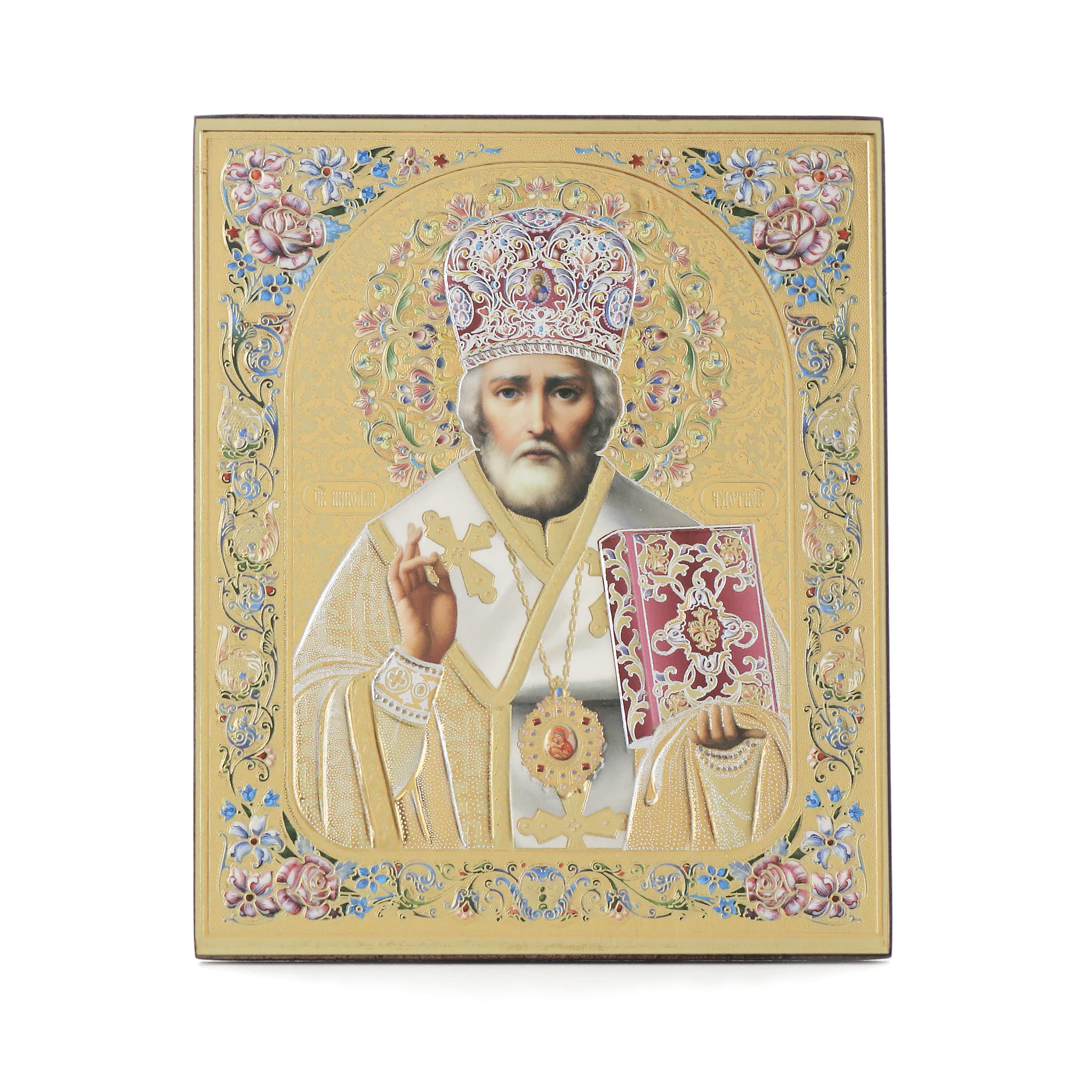 NKlaus Religious Icons Ikone Sankt Nikolaus Holz 10x12cm