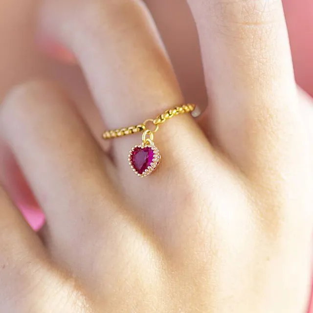 Joy by Corrine Smith Chain Slider Ring Herz Gold