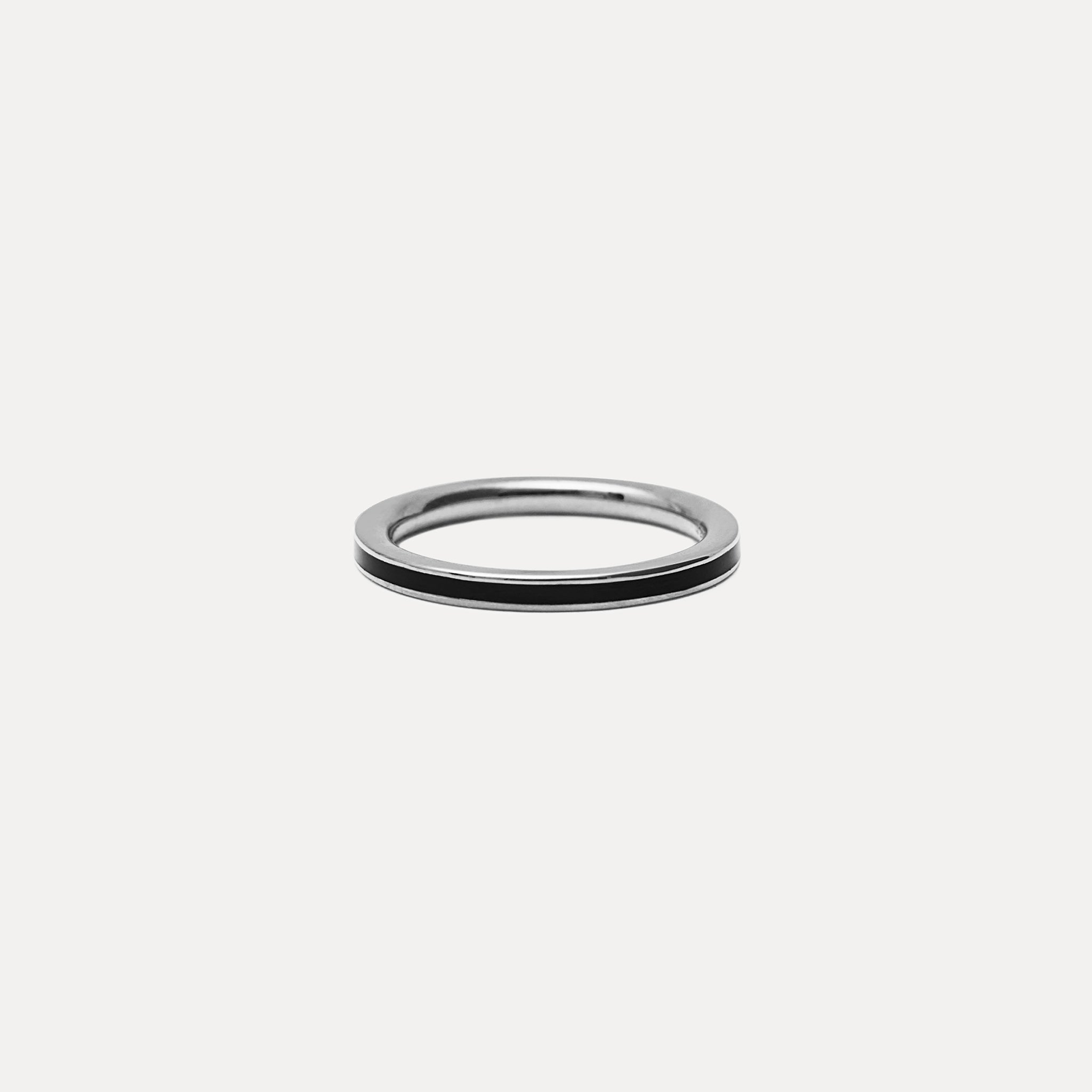 Stilnest Schwarz Enamel Thin Ring Silber schwarz 52
