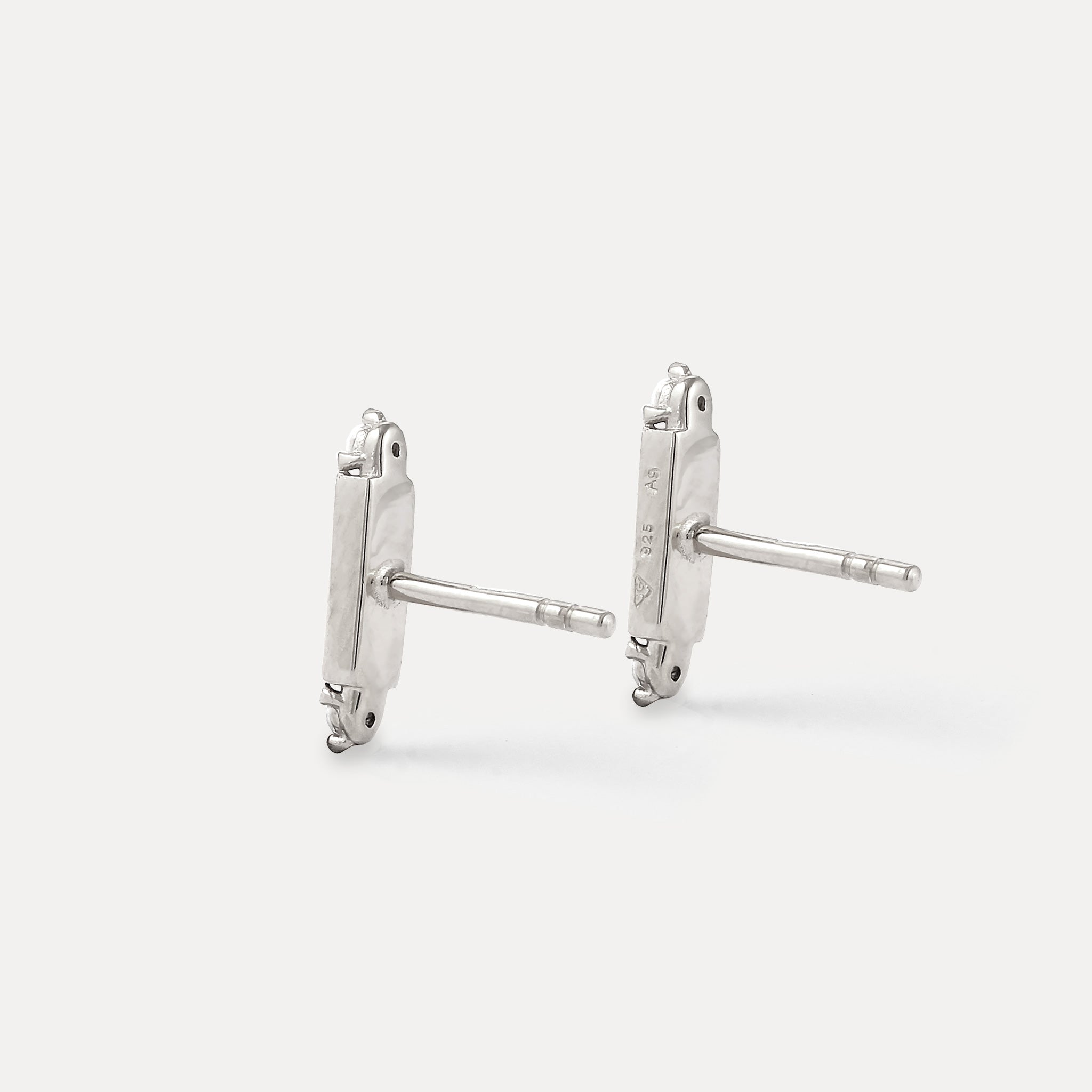 Stilnest Saphir Brick Tag Ohrstecker Ohrringe Gold Vermeil