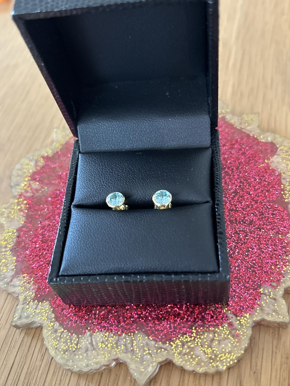 NKlaus Ohrstecker 585 Gelbgold 5 mm Zirkonia Aquamarin