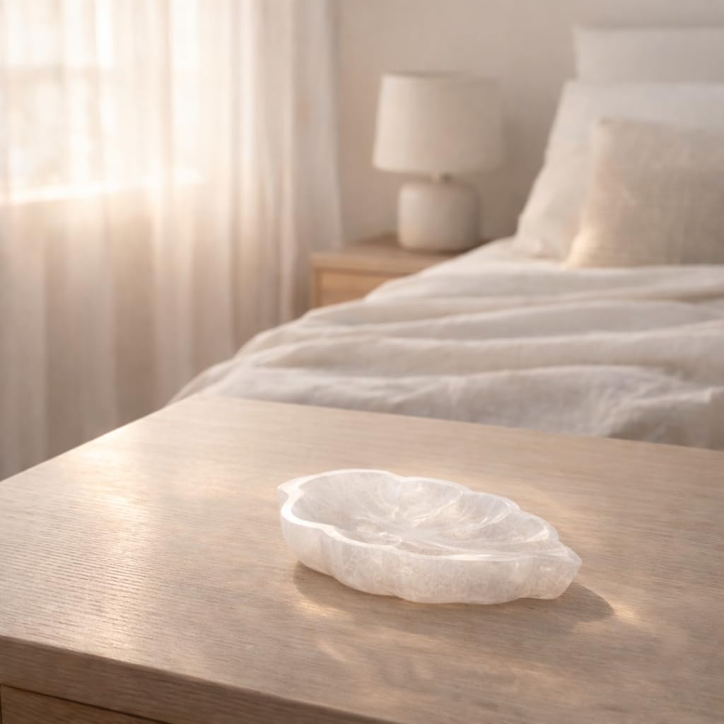 NKlaus Healing Crystals Selenit-Blattschale 12 cm Naturstein