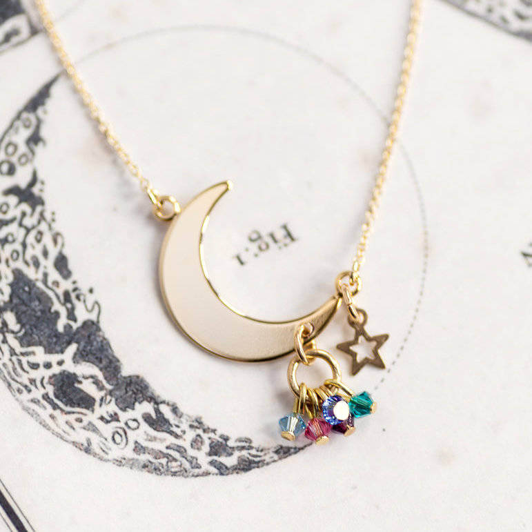 Joy by Corrine Smith Moon Star Halskette Gold Geburtsstein