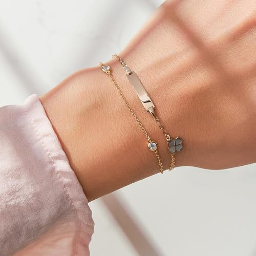 JEWLIX ID-Armbänder Armband 925er Silber vergoldet Zirkonia