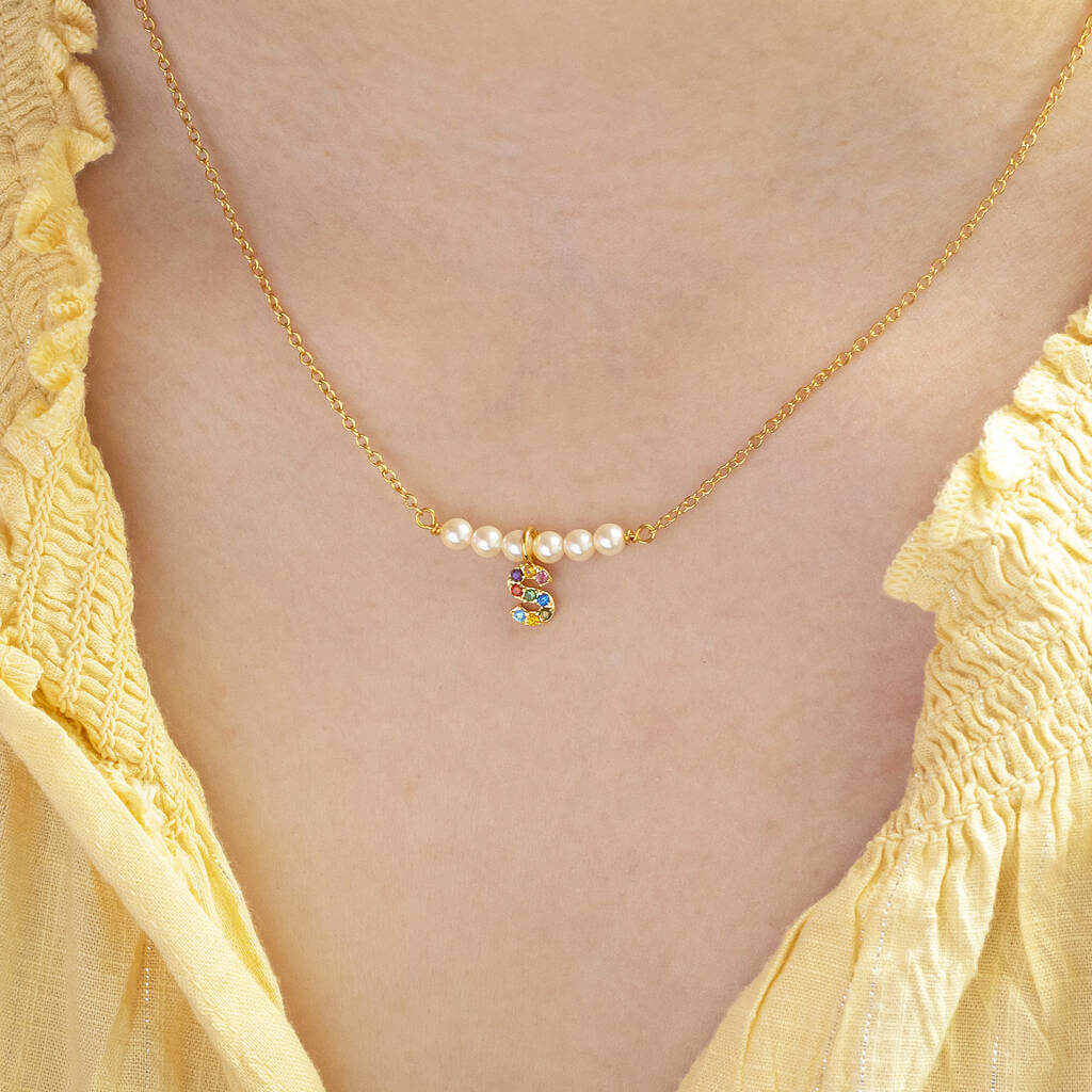 Joy by Corrine Smith Pearl Bar Halskette Gold Perle Initial