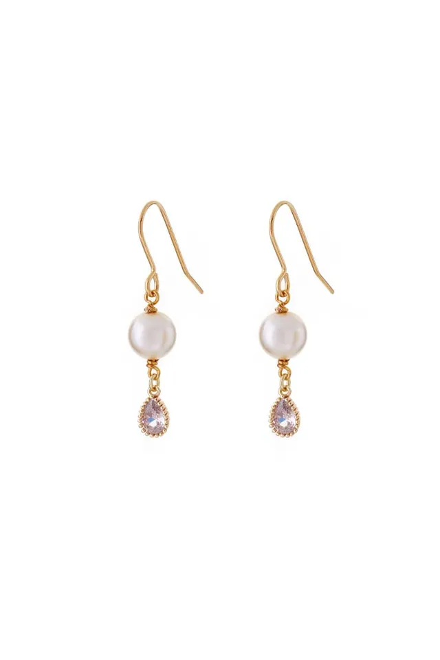 Joy by Corrine Smith Braut Perlen Ohrringe Gold Tropfen