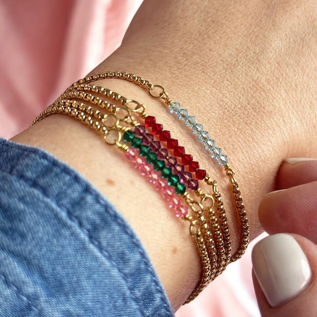 Joy by Corrine Smith Tiny Birthstone Bar Armband Gold