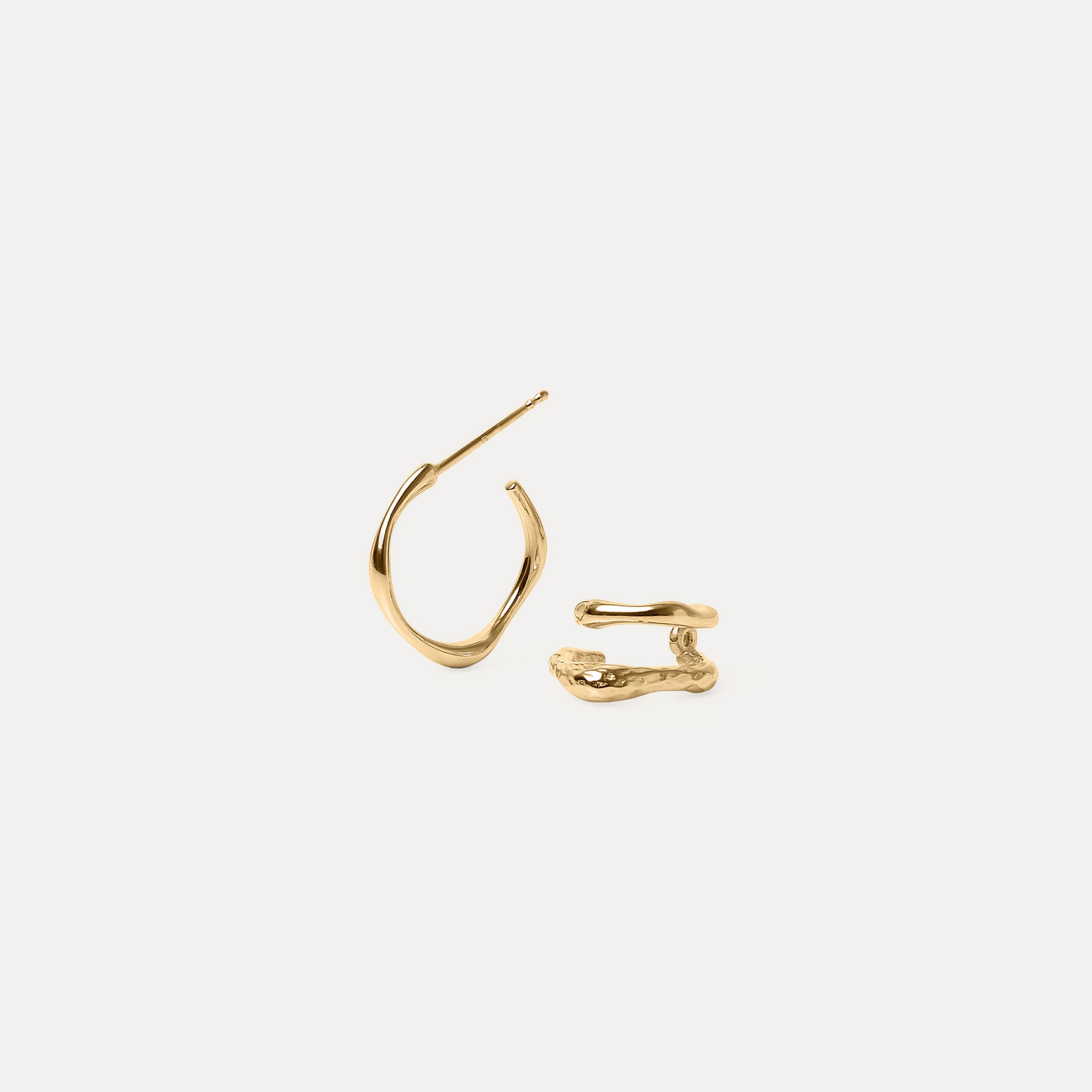 Stilnest Fluid Triple Creolen Ohrringe 585 Gold 14k Massivgold
