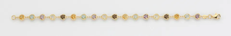 Eugen Rühle Armband Fantasie Herzen 5,7mm 585 Gelbgold Farbstein