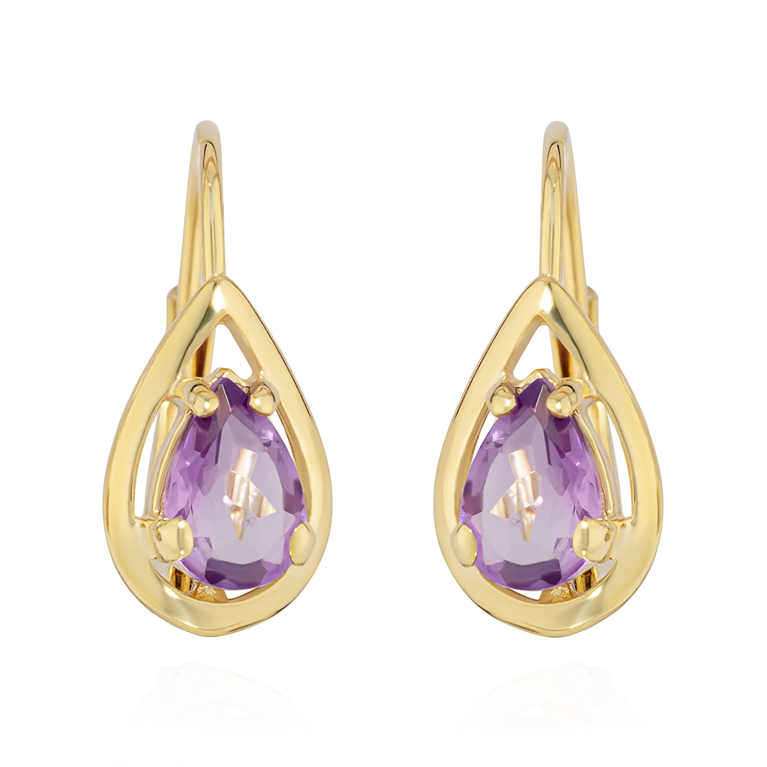 NKlaus JEWELLERY Brisur Ohrhänger Amethyst Gold 14x6mm Paar