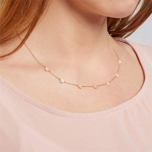 JEWLIX Sterne Kette 925er Silber Zirkonia Gold