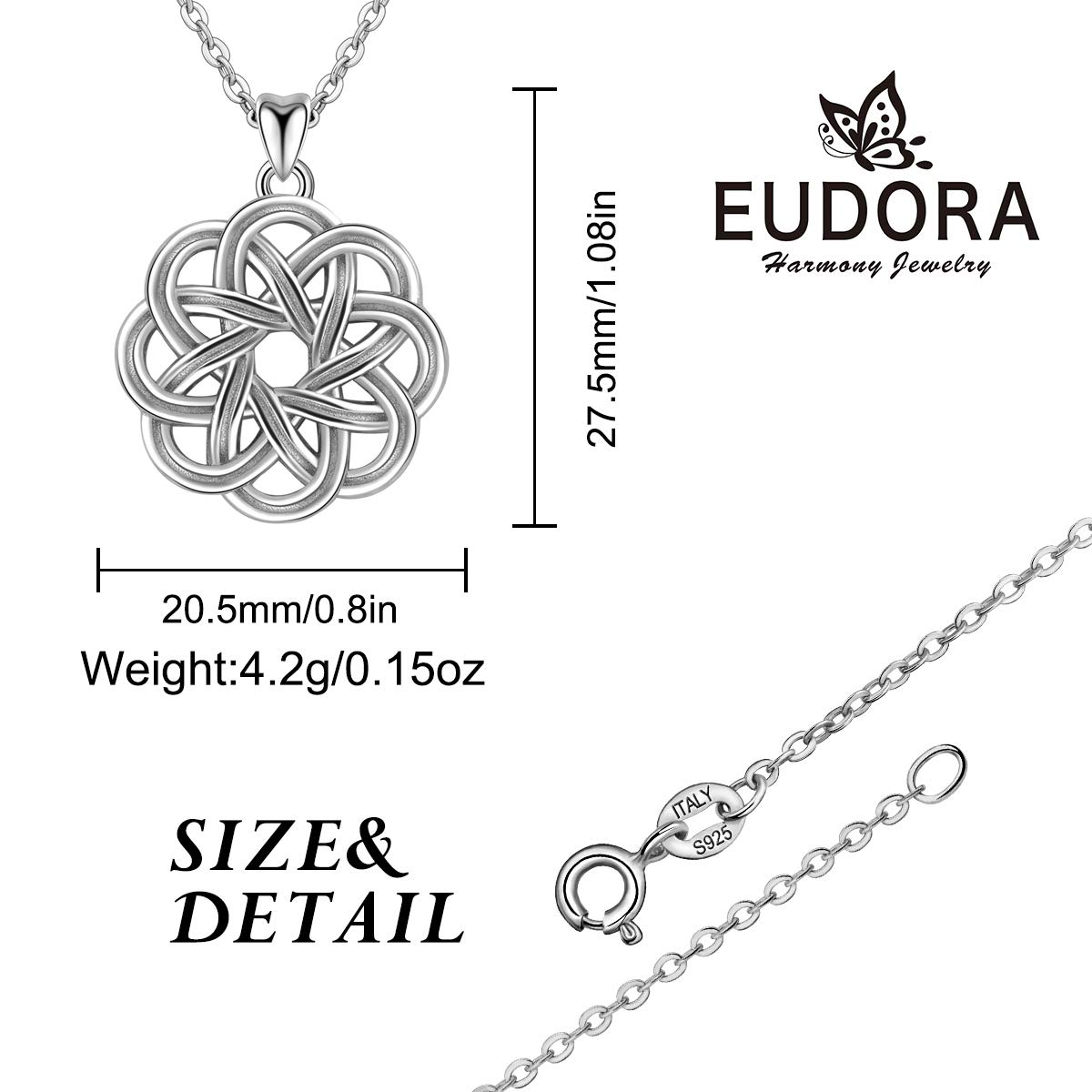 Eudora Harmony Bola Keltischer Knoten Kette 925 Silber 45,7cm