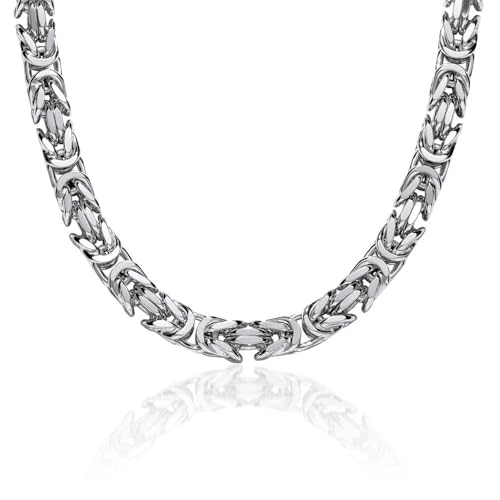 JEWLIX Königskette 925 Silber 7,5 mm Vierkant Halskette rhodiniert