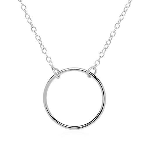JEWLIX Ketten Kreis Anhänger Halskette Silber 925