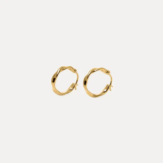 Stilnest Flux Mini Creolen Ohrringe 24k Gold Vermeil Mini Hoops
