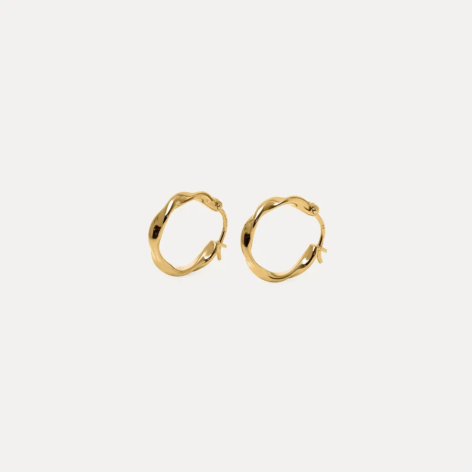 Stilnest Flux Mini Creolen Ohrringe 24k Gold Vermeil Mini Hoops