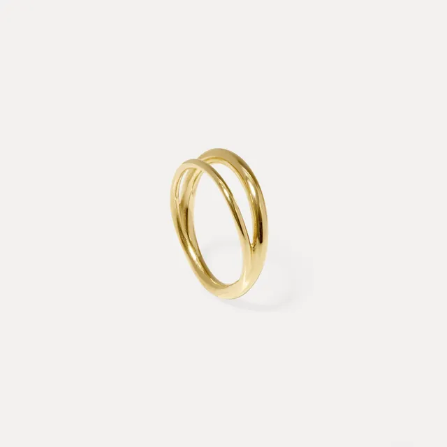 Stilnest Duo Ring 585 Gold Stapelring 1.4 mm