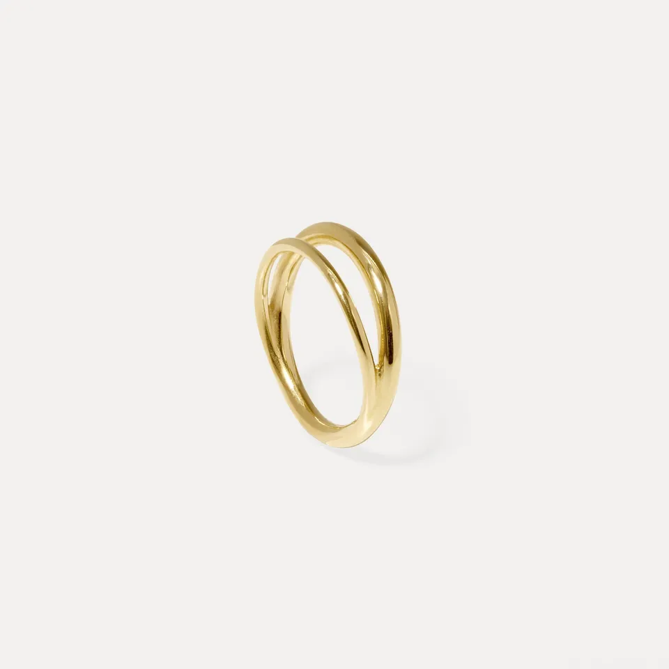 Stilnest Duo Ring 585 Gold Stapelring 1.4 mm
