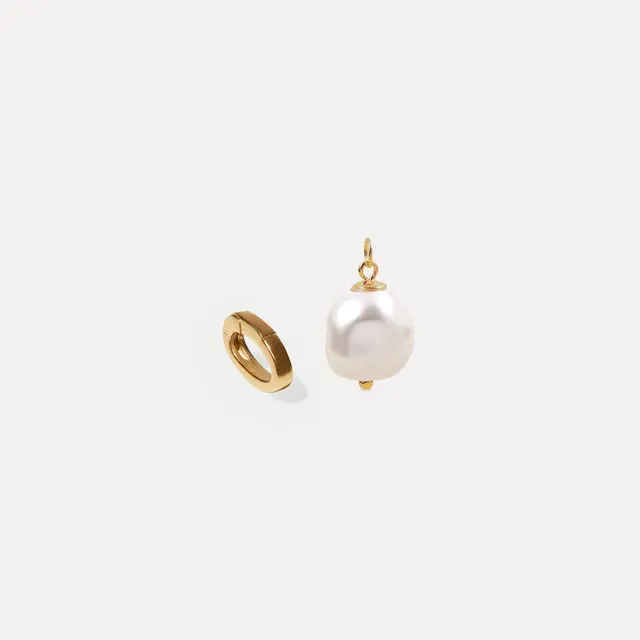 Stilnest Pearl Charm Anhänger Gold Vermeil Barock Perle 12mm