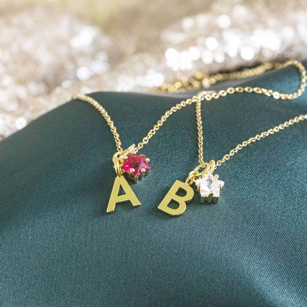 Joy by Corrine Smith Initial Birthstone Stern Halskette Gold