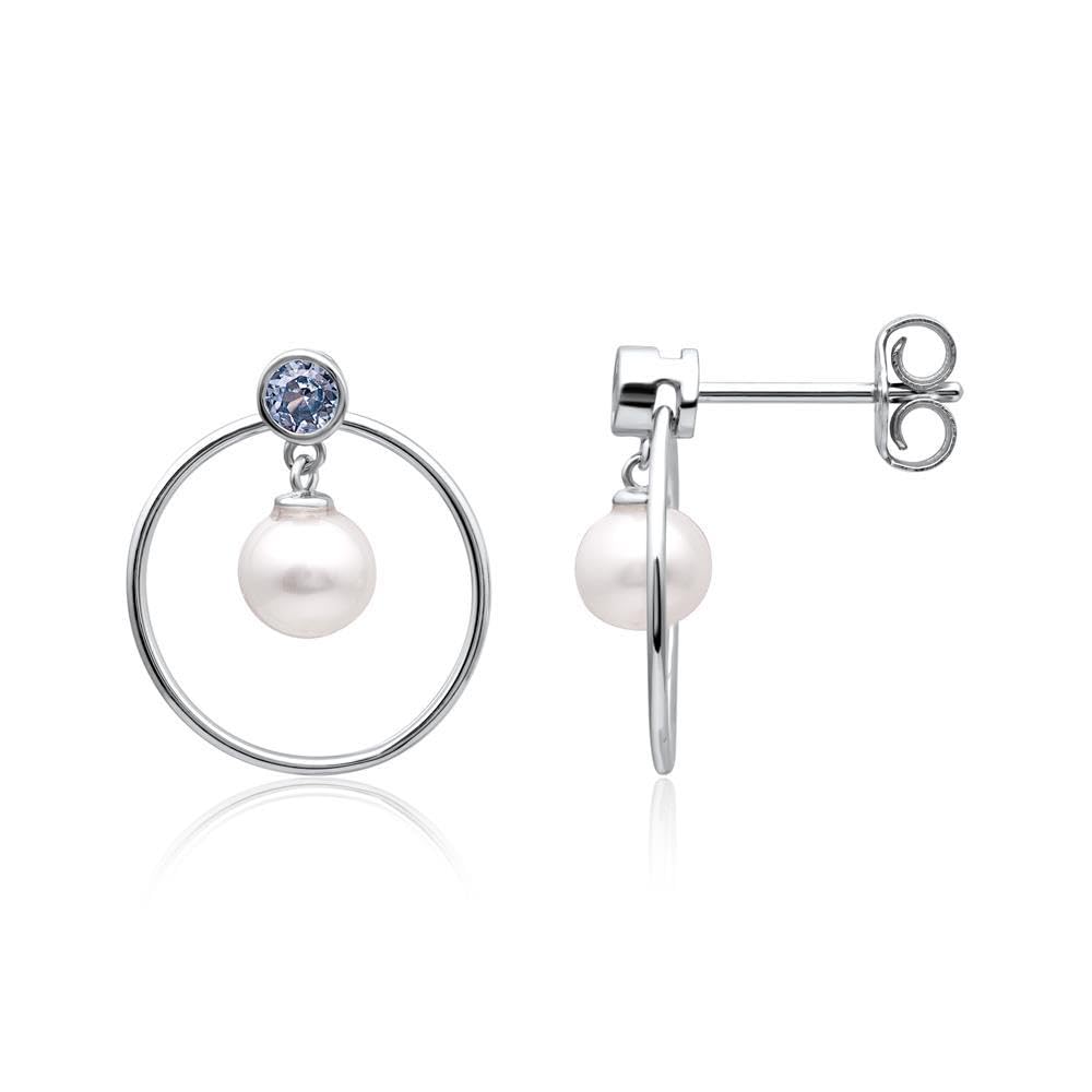 JEWLIX Ohrstecker Silber 925 Kreis Perle