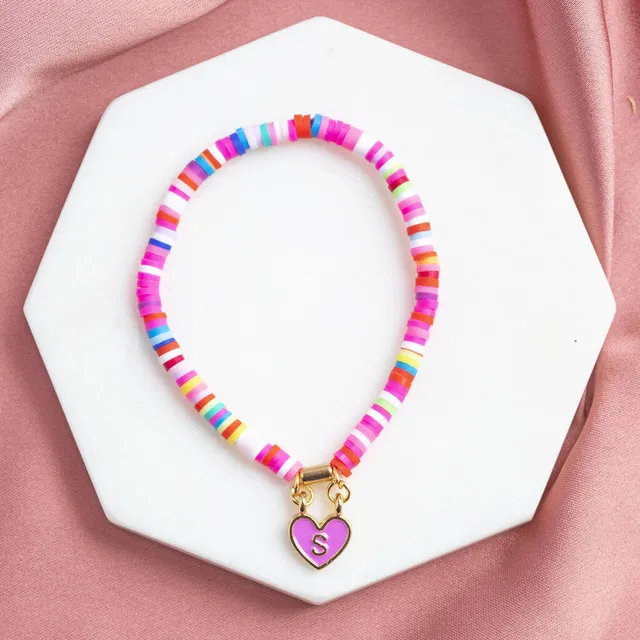 Joy by Corrine Smith Enamel Heart Armband Bunt Stretch