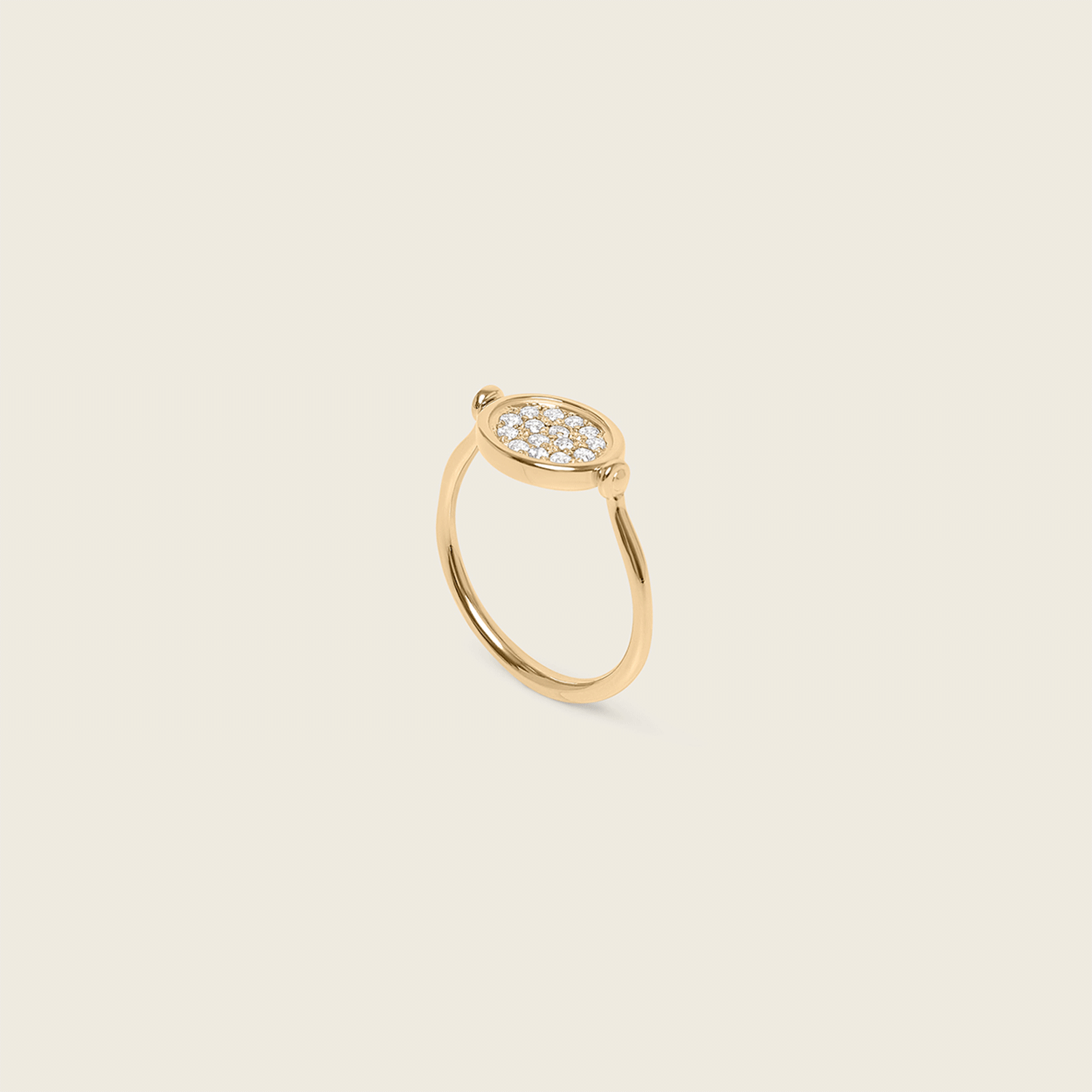 Stilnest Flip Pavé Ring 585 Gold weißer Saphir 52