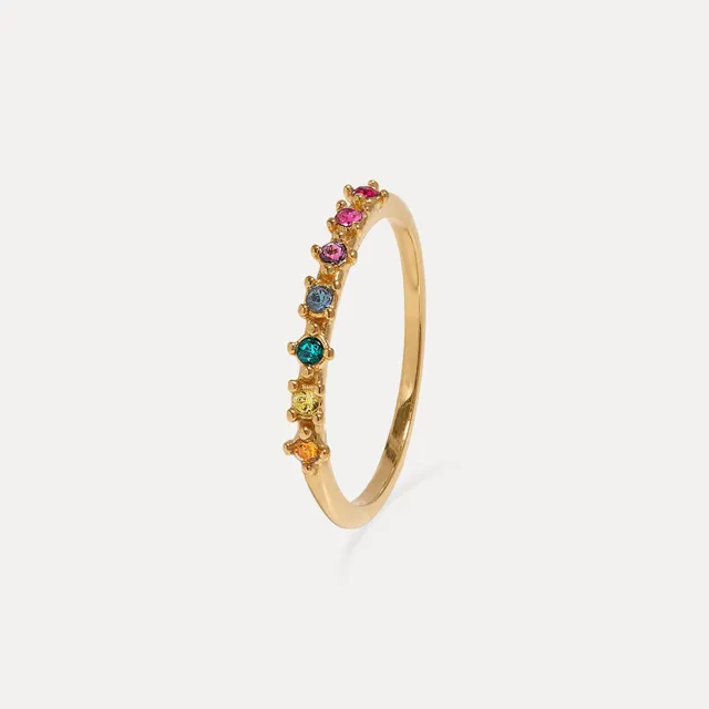 Stilnest Rainbow Delight Ring Edelsteinring Gold Vermeil 52