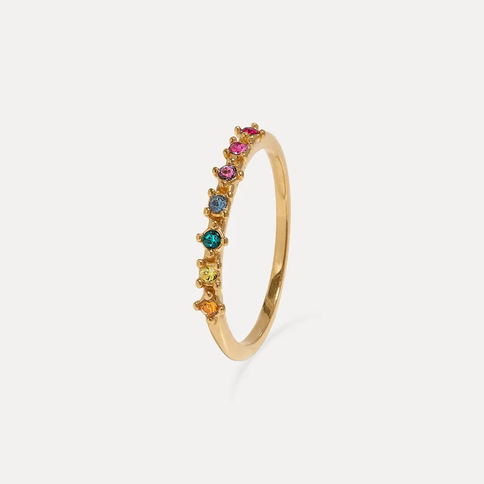 Stilnest Rainbow Delight Ring Edelsteinring Gold Vermeil 52
