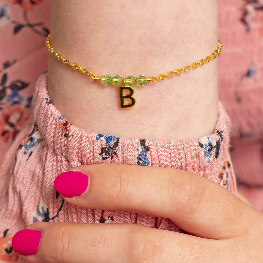Joy by Corrine Smith Birthstone Armband Gold mit Initiale
