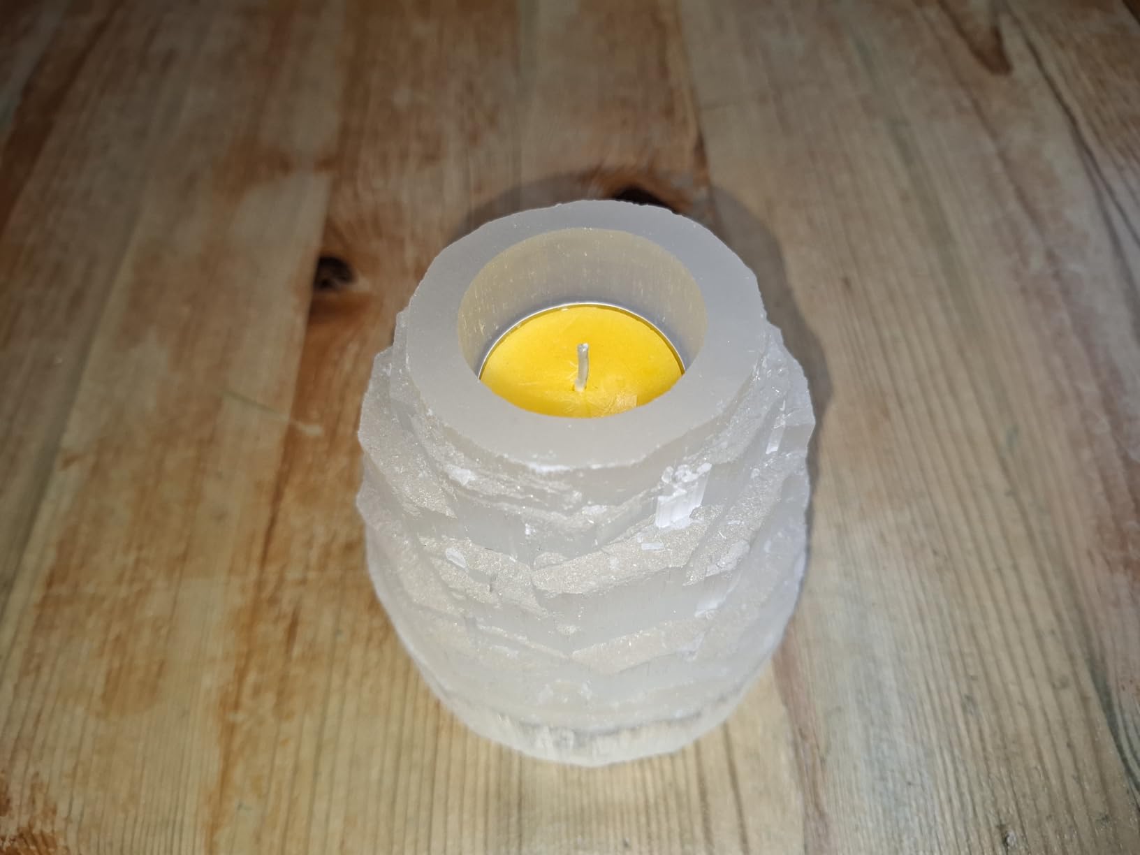 NKlaus Healing Crystals Selenit Turm Teelichthalter 10 cm