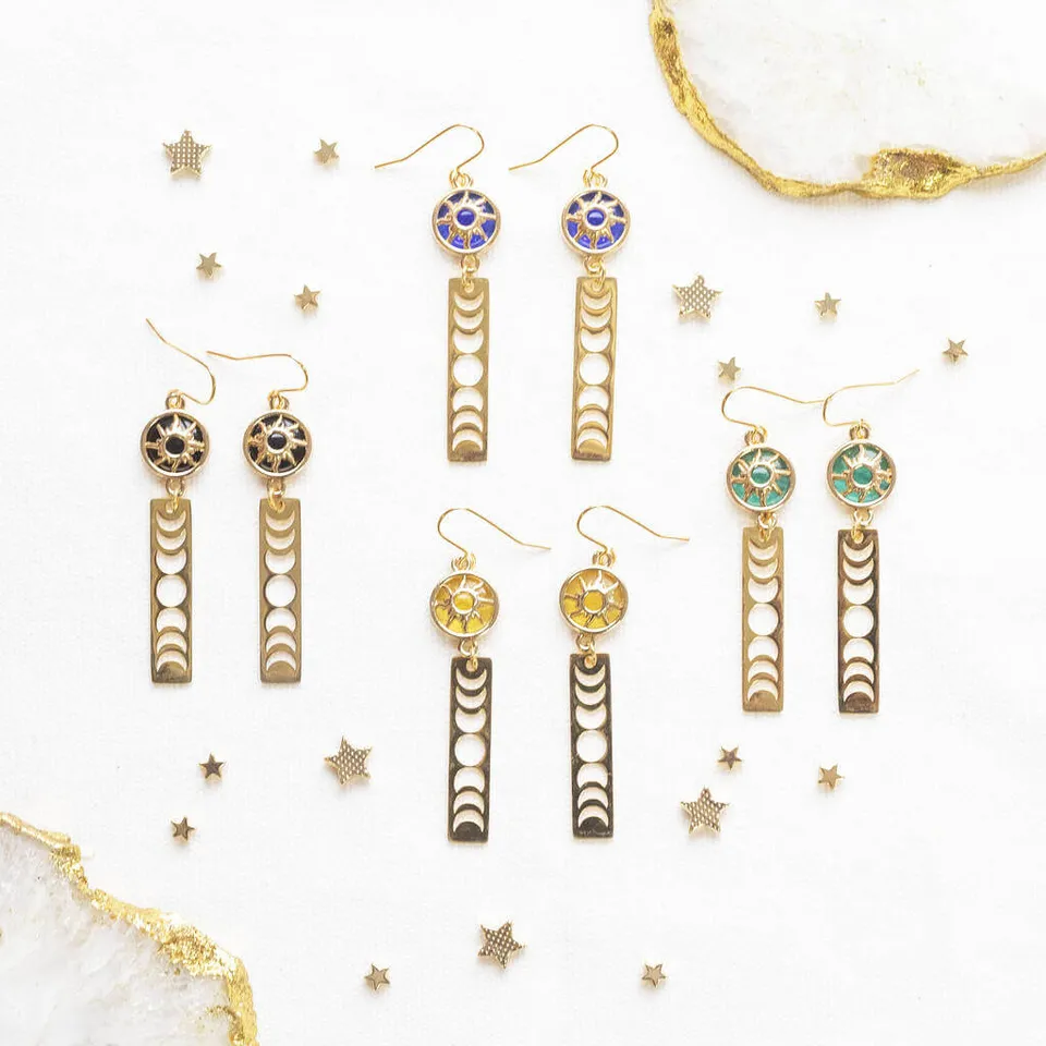 Joy by Corrine Smith Sun Moon Phases Ohrringe Gold 6 cm