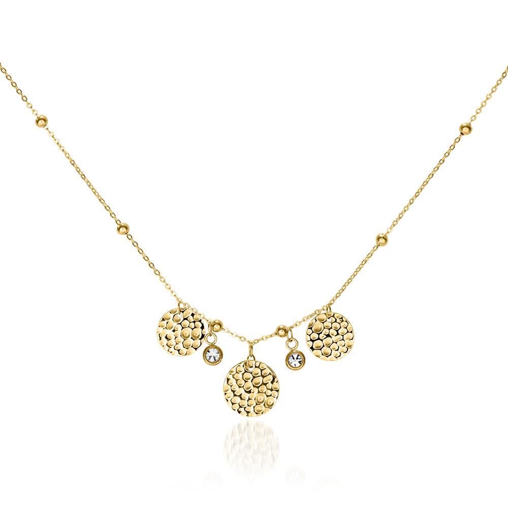 JEWLIX Zirkoniakette Halskette Edelstahl Gold 2 Steine