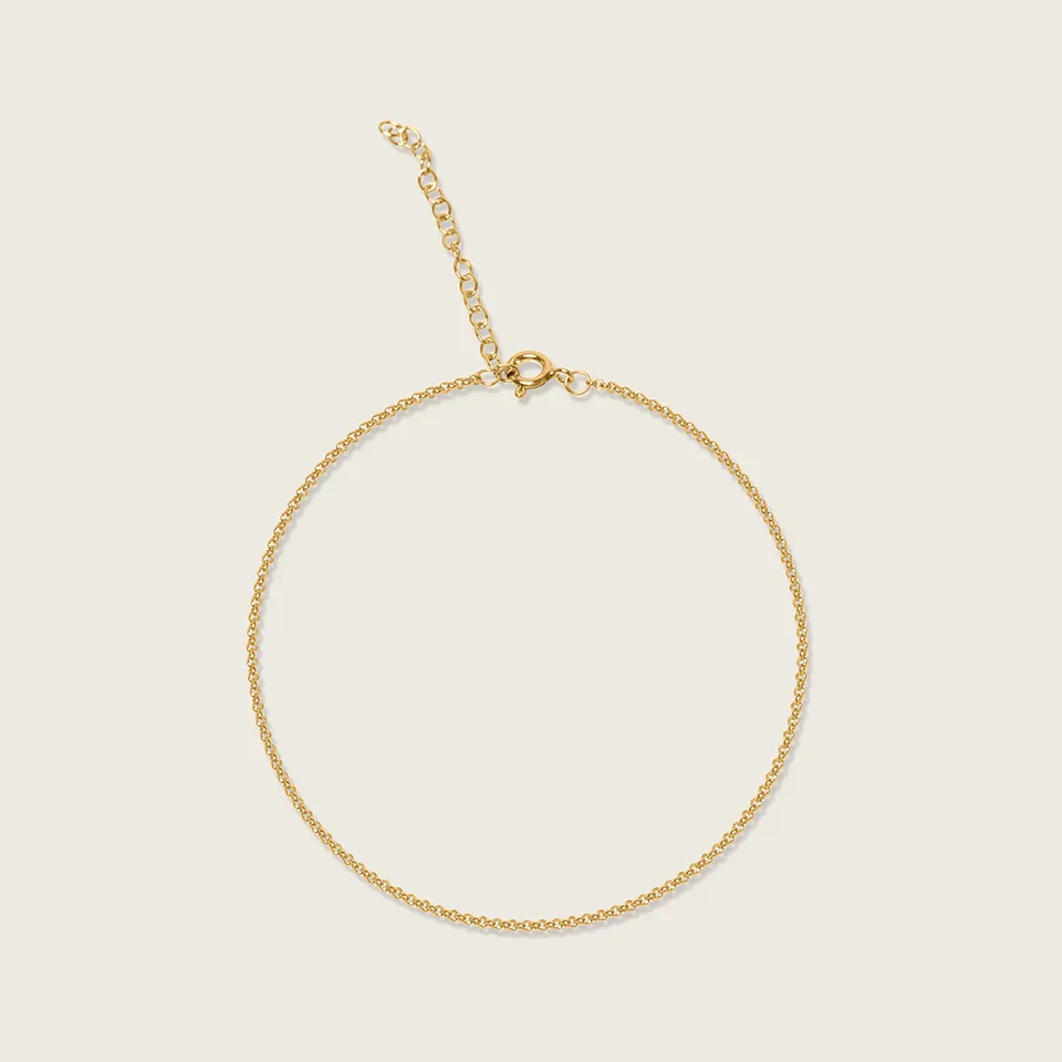 Stilnest Rolo Fußkette Gold Vermeil 22+5 cm Belcher