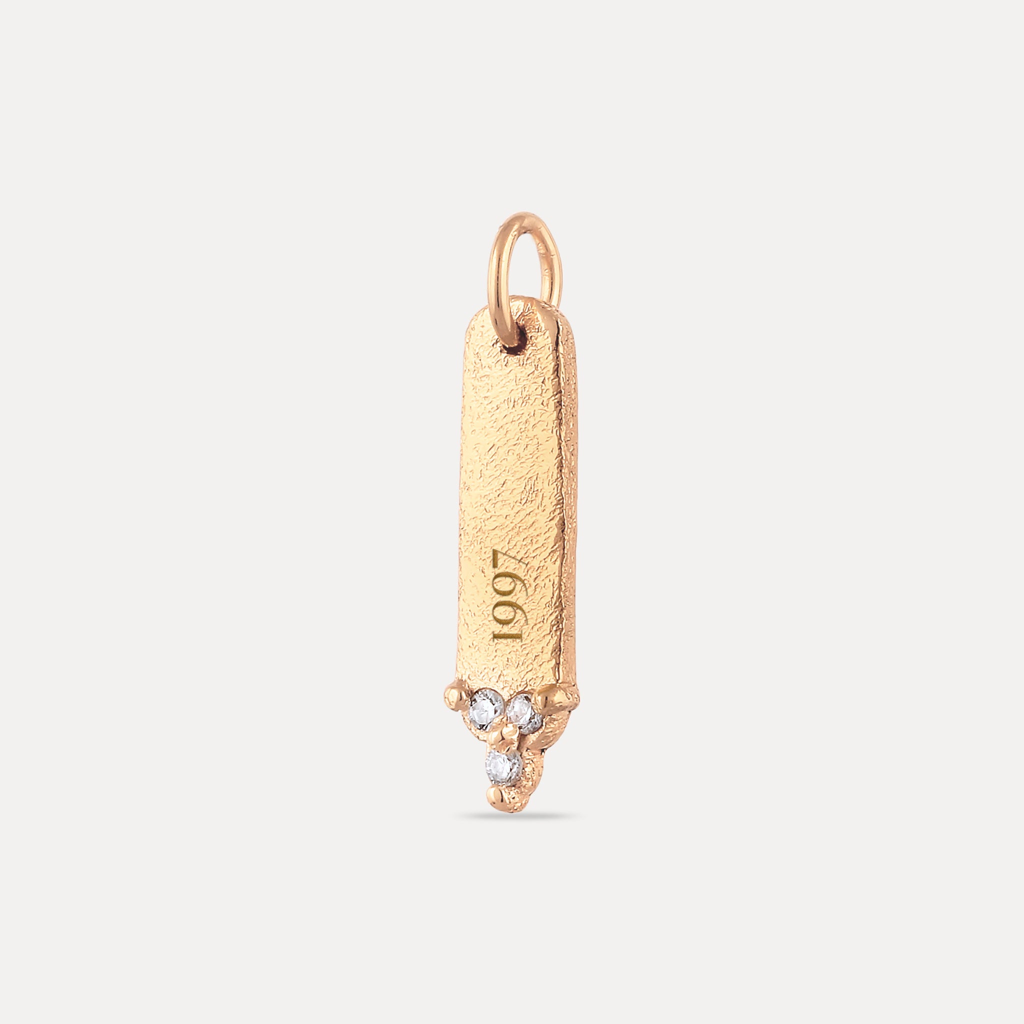 Stilnest Trinity Bar Anhänger Weißer Saphir 585 Gold gravierbar