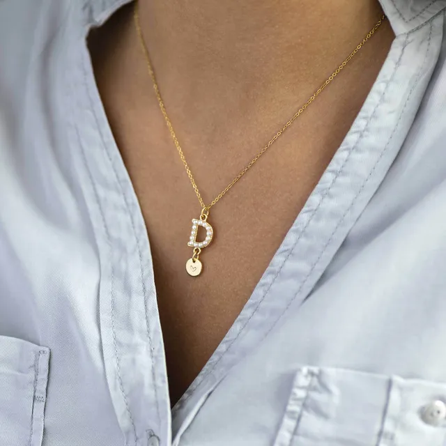 Joy by Corrine Smith Initial Halskette Gold Herz Perle