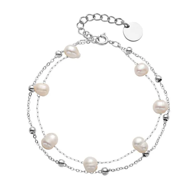 JEWLIX Perlenarmband Armband Edelstahl Silber Süßwasserperle