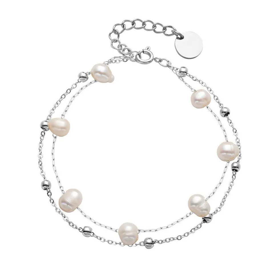 JEWLIX Perlenarmband Armband Edelstahl Silber Süßwasserperle