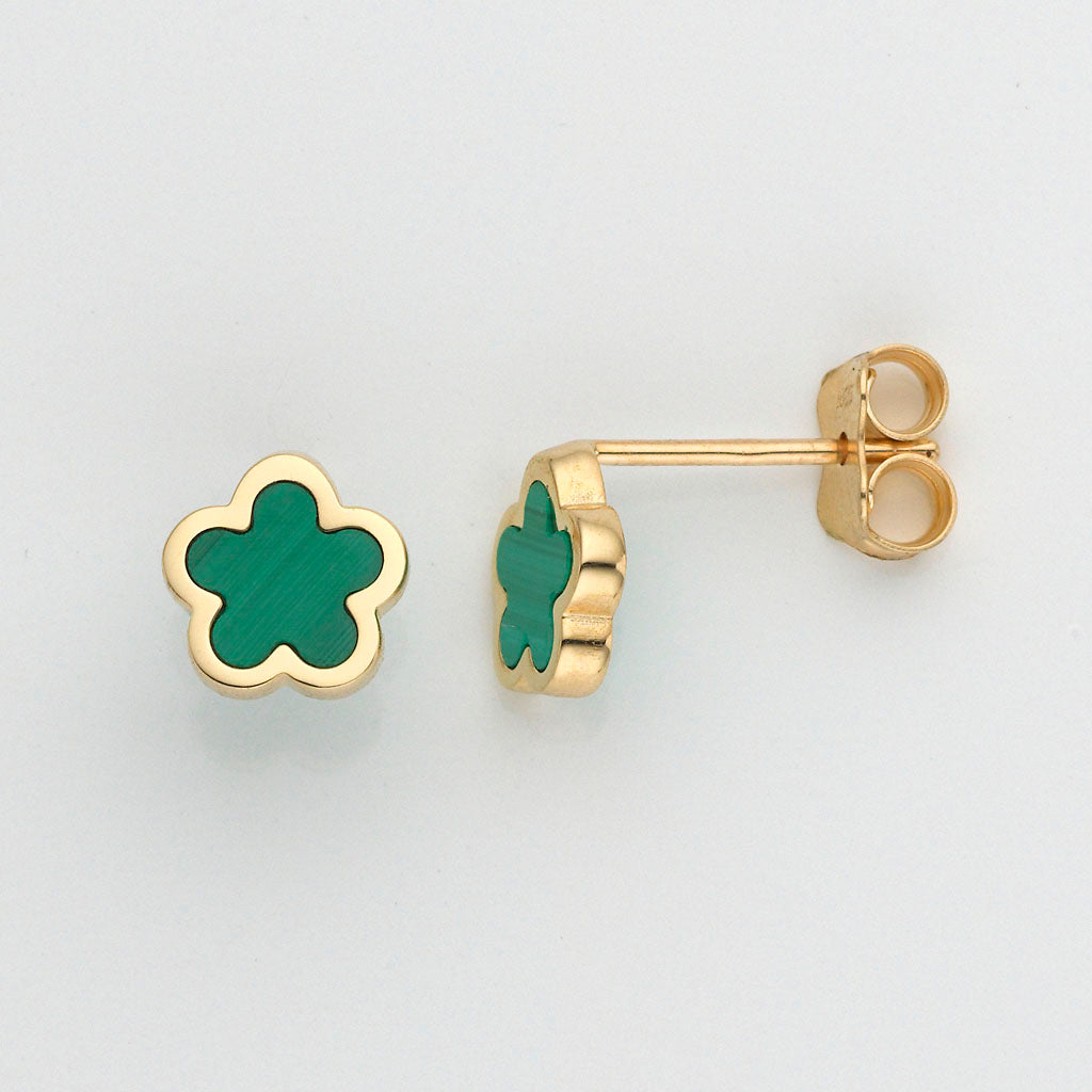Eugen Rühle Ohrschmuck Malachit 7mm Ohrringe 585 Gelbgold