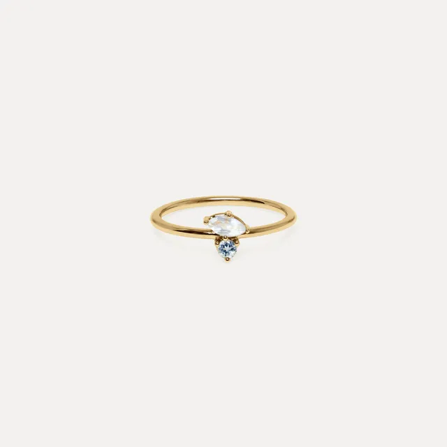 Stilnest Joy Solitär Ring Mondstein Aquamarin 24K Vermeil